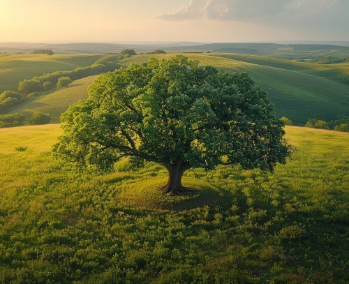 Image d'un arbre toujours vert symbolisant un contenu durable et intemporel.