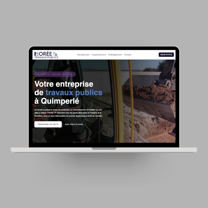 Réalisation d&rsquo;un site internet travaux publics à Quimperlé, Porée TP